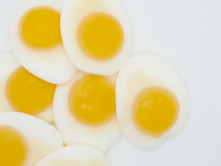 Sunny Side Up Egg Shaped Jelly on White Background