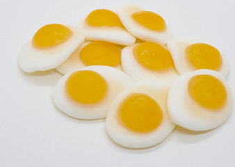 Sunny Side Up Egg Shaped Jelly on White Background
