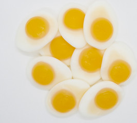 Sunny Side Up Egg Shaped Jelly on White Background