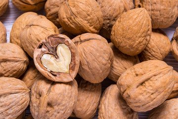 Walnut heard shaped inside