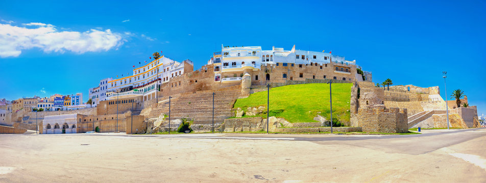 Ancient fortress and residential houses in Medina. Tangier, Morocco