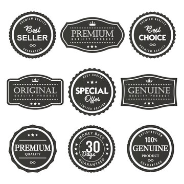 set of vintage badges and labels