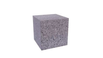 cubic stone material 3d rendering isolated include clipping path on white background