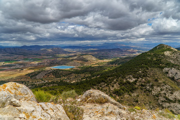 Fototapeta na wymiar Spanish mountain views with distant Mediterranean sea