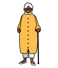 cute grandmother black avatar character