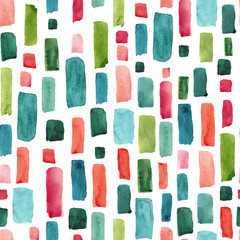 Childish Seamless Pattern of Watercolor Colorful Brush Strokes
