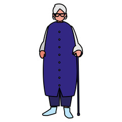 cute grandmother with cane