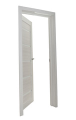 Wooden door isolated on white background