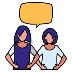 Obraz premium couple of girls with speech bubble