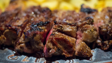 Grilled beef rib with chips