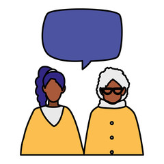 grandmother with daughter black talking