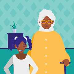 black grandmother with granddaughter