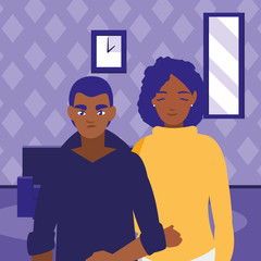 young couple black avatars characters