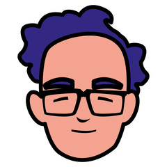 young man with glasses head