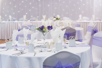 Wedding table  decoration champagne glasses