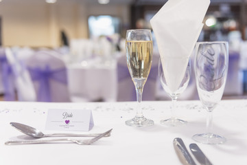 Wedding table  decoration champagne glasses
