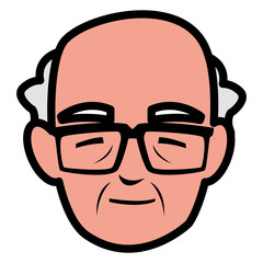 cute grandfather head avatar character