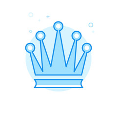 Royal Crown Flat Vector Icon, Symbol, Pictogram, Sign. Light Blue Monochrome Design. Editable Stroke