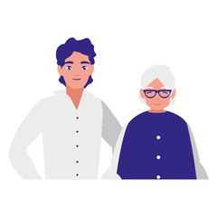 Obraz premium cute grandmother with son characters