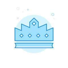 Obraz premium Royal Crown Flat Vector Icon, Symbol, Pictogram, Sign. Light Blue Monochrome Design. Editable Stroke