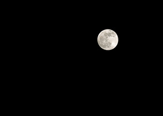 full moon with craters on surface at midnight