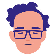 young man with glasses head