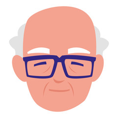 cute grandfather head avatar character