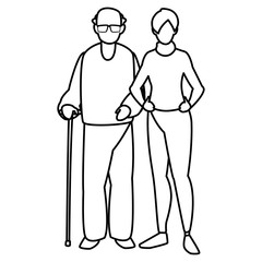 cute grandfather with daughter characters