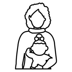 cute mother with baby daughter characters