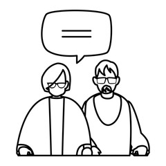 cute grandparents couple talking characters