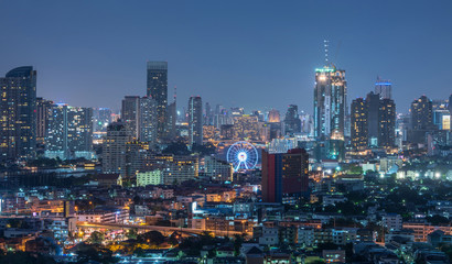 Top view Bangkok City At night