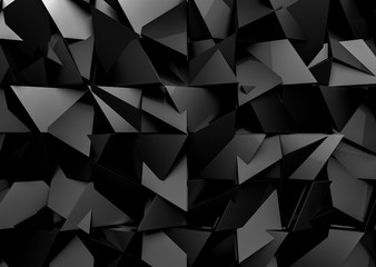 3d rendering. futuristic dark black mix polygon shape pattern for modern design wall background.