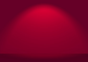 3d rendering. luxury blank Red light gradient color wall and floor background.