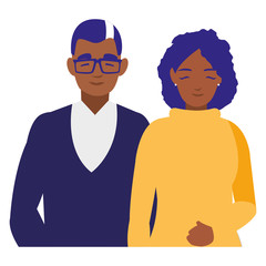 young couple black avatars characters