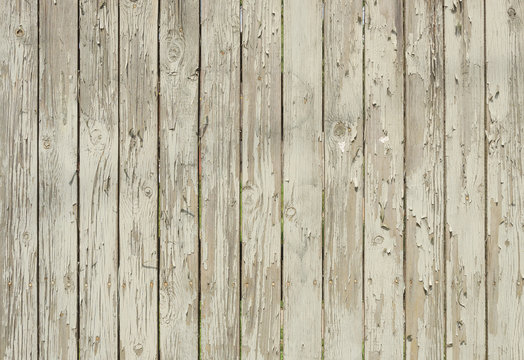 Wooden background with peeling white paint