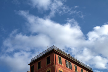 Fototapeta na wymiar house on blue sky,building, architecture,roof,home,view,facade