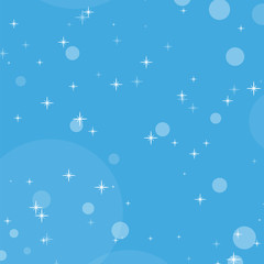 Fototapeta na wymiar Color abstract background of blue sky with bokeh and stars. Simple flat vector illustration.