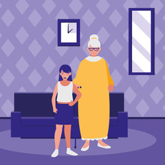 cute grandmother with granddaughter