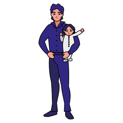 father with baby son characters