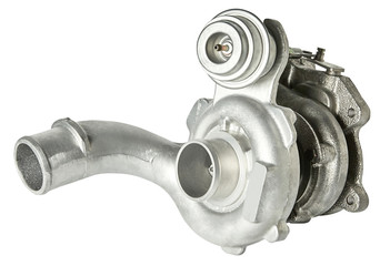 Steel turbocharger isolated on white background. Auto parts