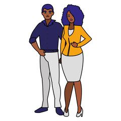 young couple black avatars characters