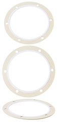 Paper Sealing rings (gaskets, o-rings) isolated on white background. Paper hydraulic and pneumatic o-ring seals. Paper rings. Sealing gaskets