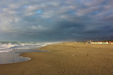 romantic and dreamy panorama of the sea of ​​versilia in tuscany. a peaceful day despite the...