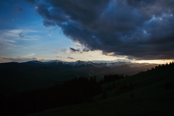 Sunset in the Carpathian Mountains