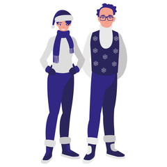 young couple with winter clothes