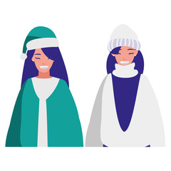 couple of girls with winter clothes