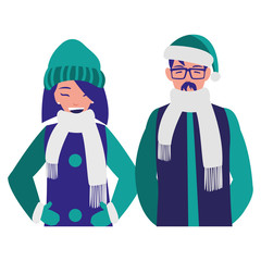 young couple with winter clothes