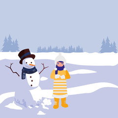 beautiful little girl with winter clothes