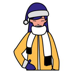 young woman with winter clothes