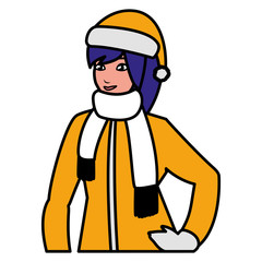 young woman with winter clothes